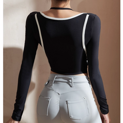 Yoga Pilates Bi-Color Fitted Fitness Top