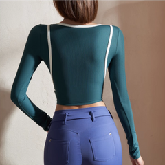 Yoga Pilates Bi-Color Fitted Fitness Top