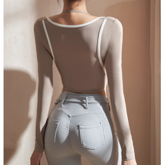 Yoga Pilates Bi-Color Fitted Fitness Top