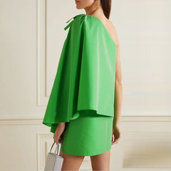 One-Shoulder Mini Evening Dress Gown