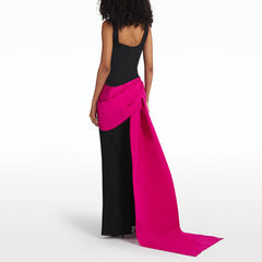 Bi-Color Maxi Evening Dress Gown