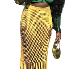 Cut Out Fringed Skirt