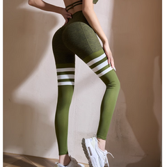 Yoga Pilates Striped Fitted Stretch Leggings