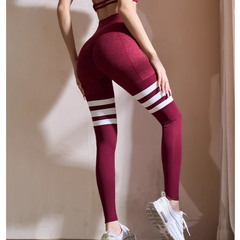 Yoga Pilates Striped Fitted Stretch Leggings
