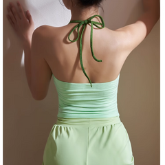 Yoga Pilates Bi-Color Button Fitted Sports Bra