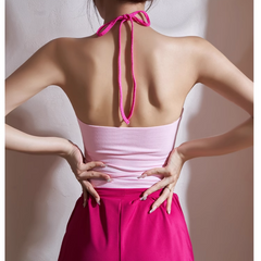 Yoga Pilates Bi-Color Button Fitted Sports Bra