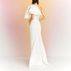 One-Shoulder Ruffled Evening Dress Gown