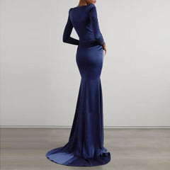 Ruffled Hem Evening Dress Gown