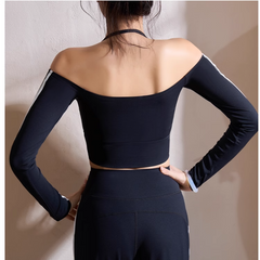 Yoga Pilates Off-Shoulder Fitted Fitness Top