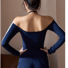 Yoga Pilates Off-Shoulder Fitted Fitness Top