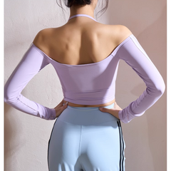 Yoga Pilates Off-Shoulder Fitted Fitness Top