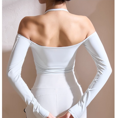 Yoga Pilates Off-Shoulder Fitted Fitness Top