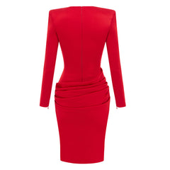 Fold Detailed Evening Dress Gown