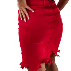 Button Denim Mini Skirt