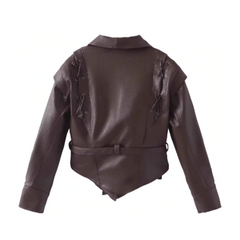 Lace Up Leather Jacket