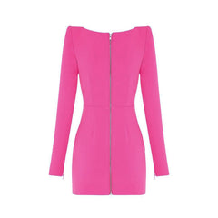 Square Collar Mini Evening Dress Gown