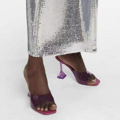 PVC High Heel Naked Mules Sandals