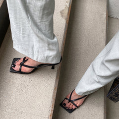 Leather Flip Flop Mules Sandals - 9cm