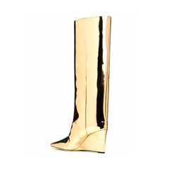 Wedged Heel Knee High Boots