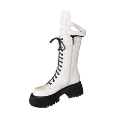 Buckled Lace Up Ankle Boots