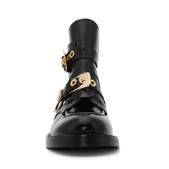 ive - WOMEN-CRUSH Black Cutout Boots - Gold Buckle