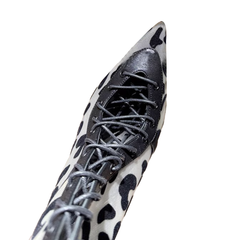Printed Lace Up High Heel Ankle Boots