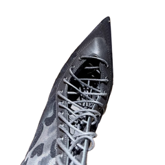Printed Lace Up High Heel Ankle Boots