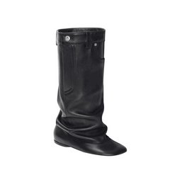 Wedged Heel Leather Ankle Boots