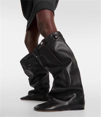 Wedged Heel Leather Ankle Boots