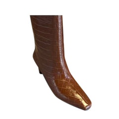 Kitten Heel Leather Knee High Boots