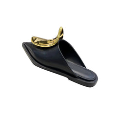 Metal Embellished Flat Slippers Slides