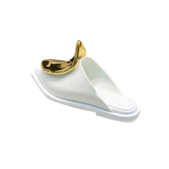 Metal Embellished Flat Slippers Slides