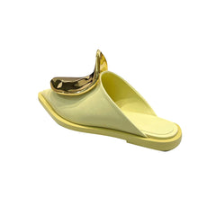 Metal Embellished Flat Slippers Slides