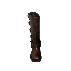 Buckled Leather Knee High Boots