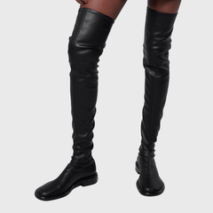 Leather Flat Knee High Boots