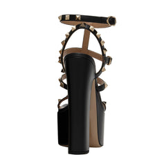 Studded Block Heel Platform Sandals