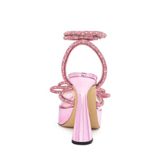 Diamante Bow Ankle Strap Platform Sandals