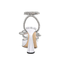 Diamante Bow Ankle Strap Platform Sandals