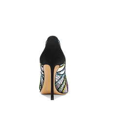 Diamante PVC Mid Heel Pumps - 8cm