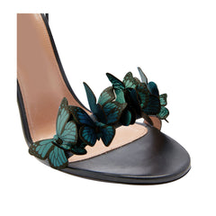 Butterfly Embellished Lace Up Mid Heel Sandals - 7