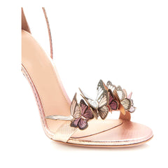 Butterfly Embellished Lace Up Mid Heel Sandals - 7