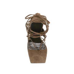 Lace Up Wedged Heel Sandals