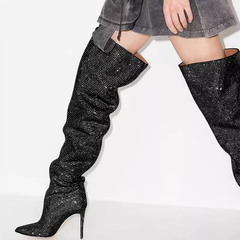 Diamante Stiletto Heel Over The Knee Boots - 11.5c