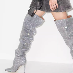 Diamante Stiletto Heel Over The Knee Boots - 11.5c