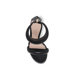 Ankle Strap Leather Stiletto High Heel Sandals - 9