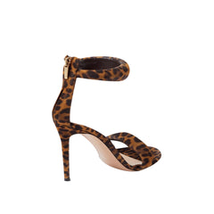 Printed Ankle Strap Stiletto Mid Heel Sandals - 7.
