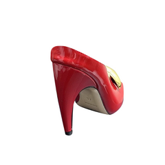 Metal Embellished Peep Toe Mules Sandals