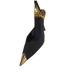 Metal Plated Chain Embellished High Heel Sandals -