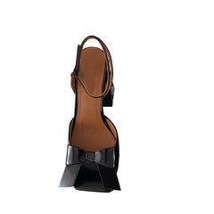Bow Embellished Block High Heel Sandals