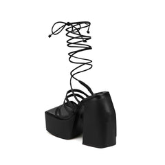 Lace Up Block Heel Platform Sandals